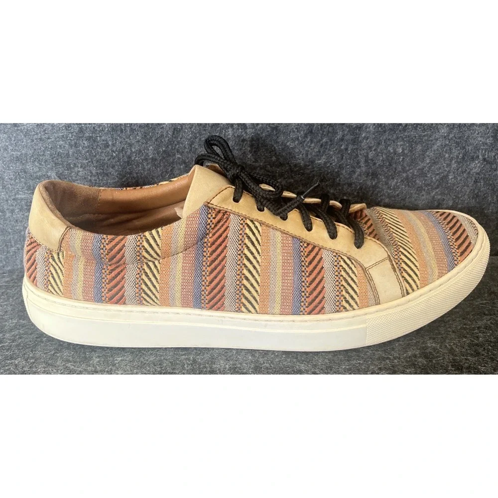 TAFT‎ The Sneaker Tribal Multi Striped Leather Trim Y2K Good Condition Mens 9